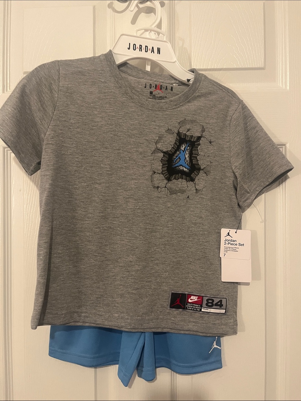 Jordan Grey Tee with Blue Jumpman Graphic